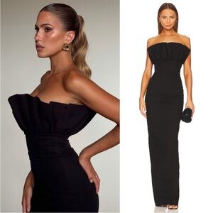 NWT Sau Lee Noah Black Long Gown Dress Size US 2